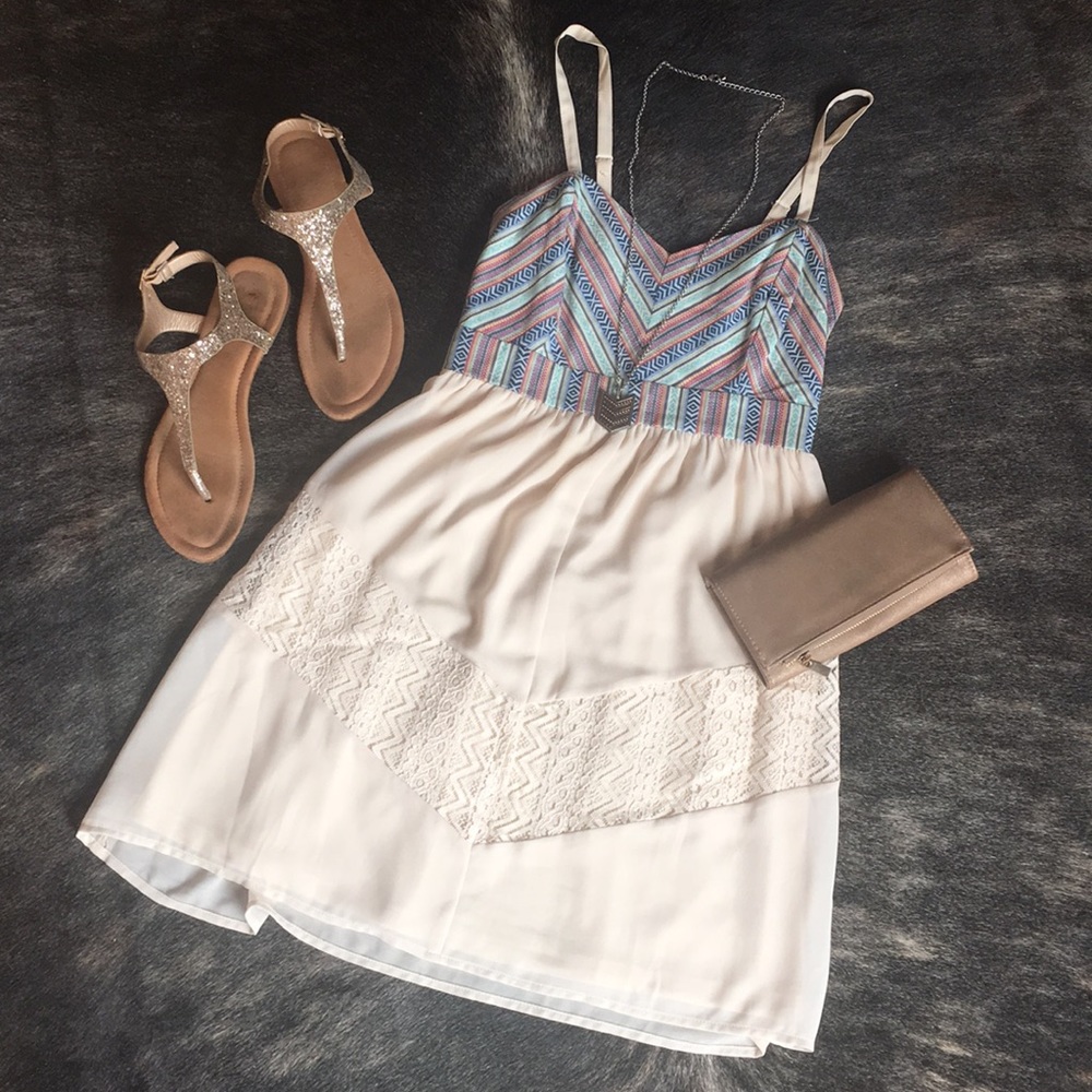 Cream and Aztec Print Sundress